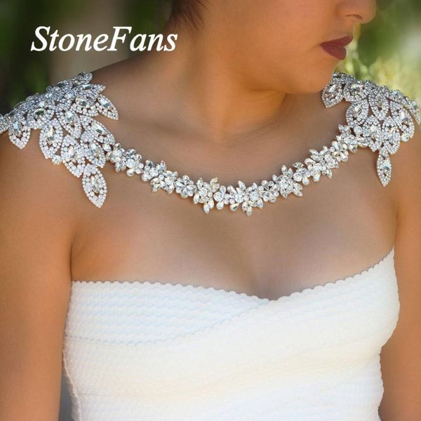 Collane Stonefans Collana da spalla da sposa di lusso Gioielli da sposa in cristallo per donna Collana da spalla esagerata in colore argento