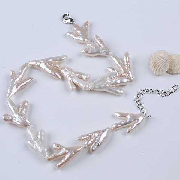 Halsketten Großhandel Unregelmäßige Klaue Form Weiß Natürliche Lose Süßwasser Perle Halskette Anhänger Schmuck