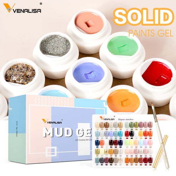 Künstliche Nägel, 30 Farben, Venalisa Schlammmalerei-Gel-Set, vollständige Deckung, cremig, für Nagelkunst-Design, 5 ml, UV-/LED-Nagellack, 230520