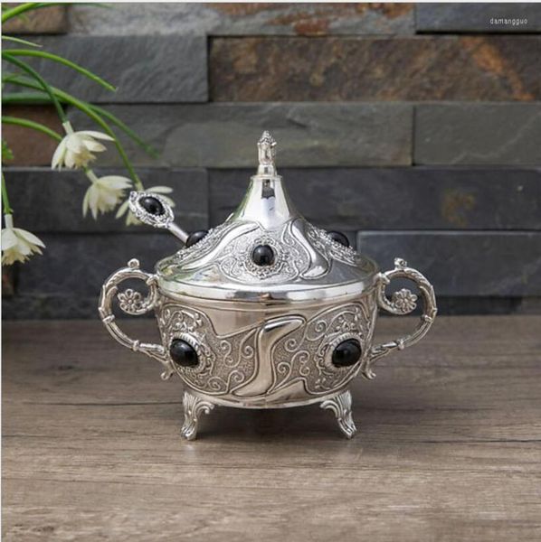 Garrafas de armazenamento European Ligo de zinco Silver Table Bowl Sugar Bowl sofisticado Cozinha Temperamento de maconha Caixa de mesa