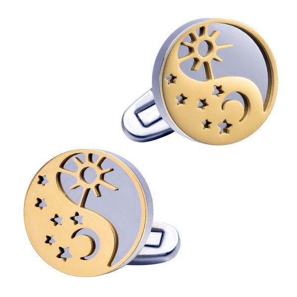 Cufflinks masculinos tai chi totem sol estrelas