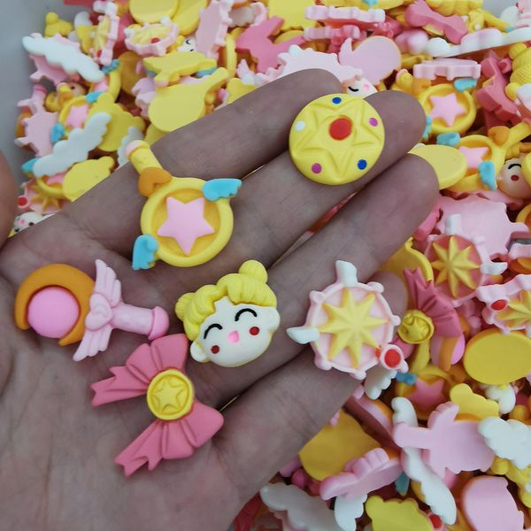 Polnisch 500 Stück 1522 mm DIY Harz Kawaii hübsches Mädchen Zauberstab Aufkleber Perle Sammelalbum für Frau Kinder Haarnadel Schmuck machen Zubehör