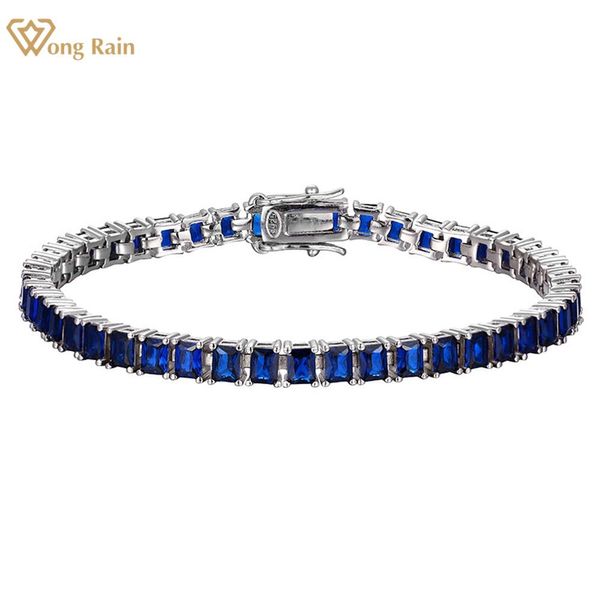 BANGGLE WONG RAIP CLASSIC 925 Sterling Silver 3*4mm Sapphire Creato Moissanite Gemstone Bracciale Bracciale Gioielli fine Gioielli all'ingrosso