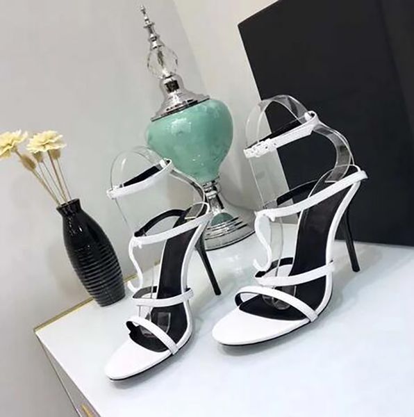 Summer Sandals Women Sexy Square Head Headestone Open Toe High Heel обувь с замшей и дизайнером Gladiator Black Women's Sandals с коробкой EU35-42