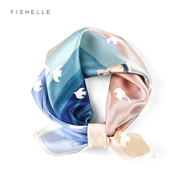 Parei Blu mare pura seta sciarpa foulard fazzoletto signora sciarpe foulard 50x50 piccolo collo avvolgente hijab donna primavera autunno 230519