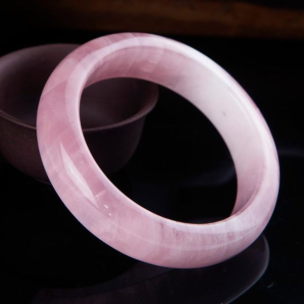 Braccialetti Bracciale donna con pietra preziosa naturale al quarzo rosa rosa dal Madagascar Bracciale moda 55mm 56mm 57mm 58mm 59mm 60mm AAAAA