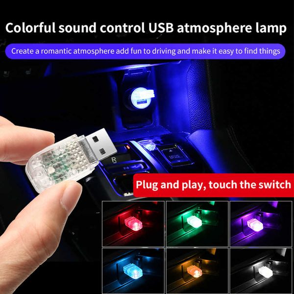 Interior do carro luzes ativadas por voz lâmpadas decorativas 5v led estilo do carro luz noturna mini usb luzes ambientais acessórios do carro