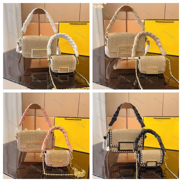 Bolsa de praia grama 2 tamanho de esmalte saco de ombro de fivela de ouro palha feminina bolsa de couro alça de moda de moda de moda crossbody bolsas