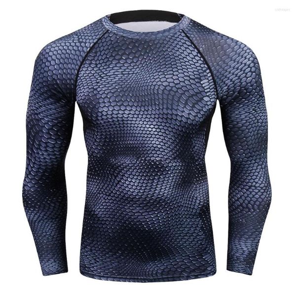 T-shirt da uomo T-shirt stampate in 3D Camicia a compressione da uomo Manica lunga termica Mens Fitness Bodybuilding Skin Tight Quick Dry Tops