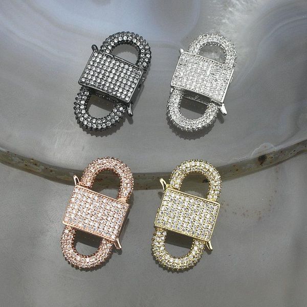 Outros 15*25mm 5 pçs/lote Moda colorido fecho cz forma de bloqueio, zircônia cúbica micro pave acessórios, fecho pulseira/colar componente