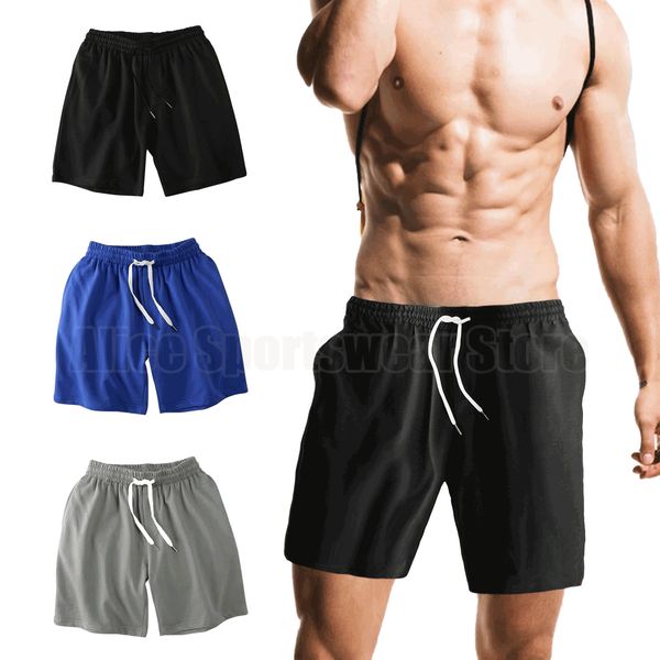 Shorts masculinos preto branco para homens estilo japonês poliéster esporte esporte masculino de cintura elástica casual de roupas esportivas sólidas 230519