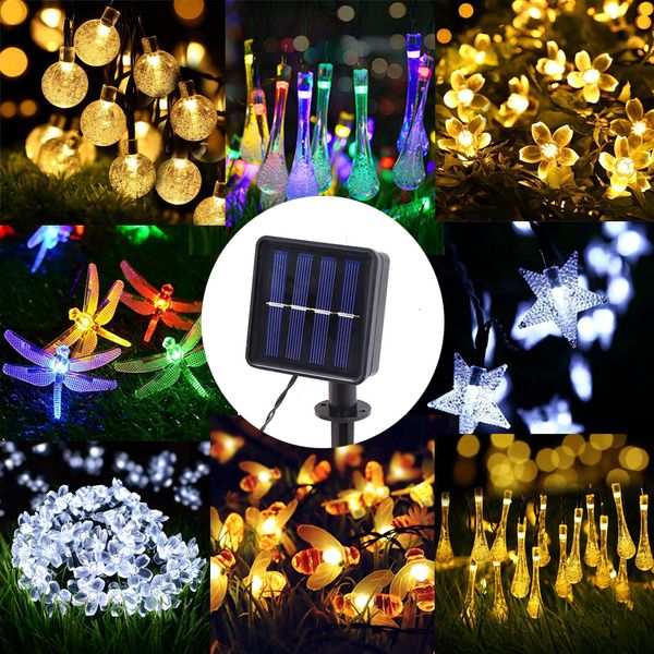 Decorações de jardim Luzes de cordas solares ao ar livre 20 30 50 100 LEDS 8 Modos Garland à prova d'água 230520