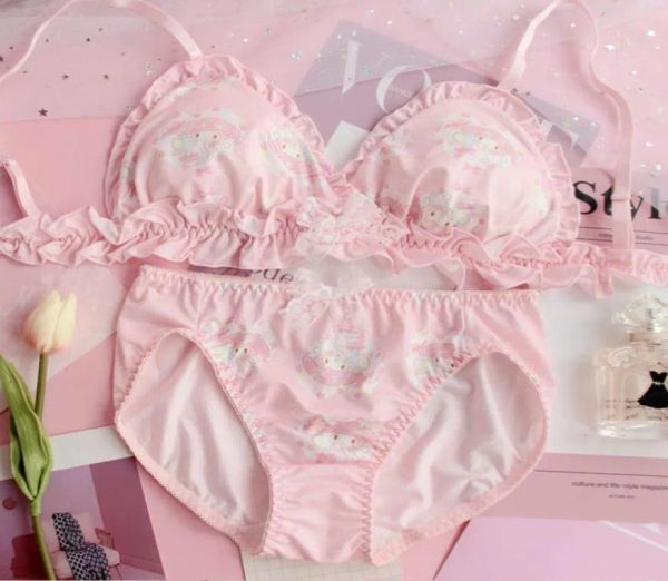 Kawaii Girls Japanese Lolita Princess Cute Heart Anime Lingerie Set Sexy Women039s Reggiseno Mutandine Bikini Intimo Women9084623