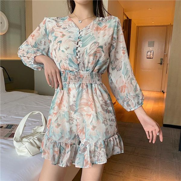 Женские комбинезоны Dompers Rompers Retro Fashion Soft Chifon Women Women Dempusement Three Quaters Рукава короткие комбинезоны