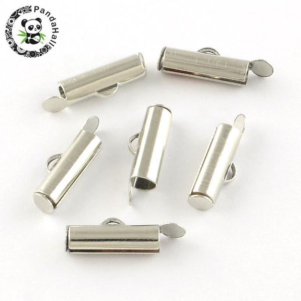 Components 1000 Stück Eisen-Schiebeverschluss-Röhren Schieber-Endkappen Metallschmuckzubehör für DIY 10 mm 20 mm 25 mm 30 mm