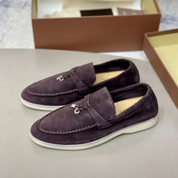 LP PIANA Sapatos Caminhada de Verão Charme Mocassins de Camurça Couro de Damasco para homens e mulheres casais de designer de luxo Flats Confortáveis sapatos casuais antiderrapantes