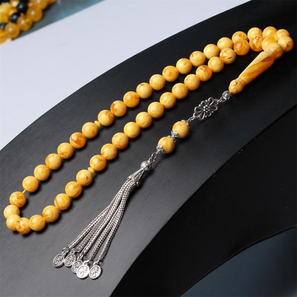 Pulseiras tasbih muçulmano âmbar rosário resina material islam contas de oração artesanal moda jóias misbaha sibaha tasbeeh