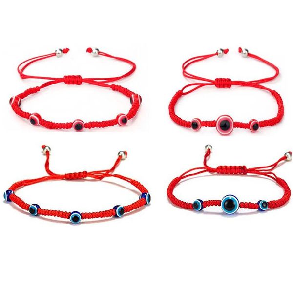 Zincir El Yapımı Ayarlanabilir Kırmızı Halat Charm Bangles Lucky Göz Türk Örgütlü Kötü Mavi Gözler Bilezik Kadınlar İçin Erkek Bilezikler Moda Dhuvx