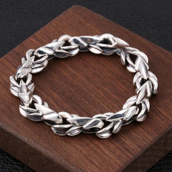 Braccialetti S925 Gioielli in argento sterling Bracciale da uomo Argento tailandese Personalità retrò Prepotente Drago Scala 9 mm Bracciale creativo largo