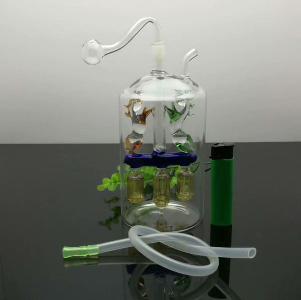 Glaspfeifen Rauchen Herstellung Mundgeblasene Wasserpfeife Supergroße Doppelpferde nach oben und drei Säulen nach unten Silent Filter Glas Wasserrauchflasche