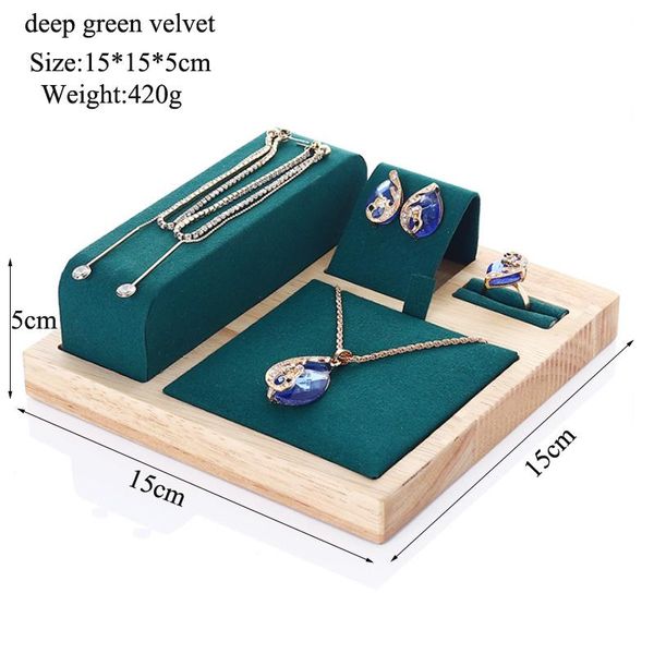 Caixas Top Bracelets de colar de madeira Brincos Definir exibição Jewelley Display Stand Stand Velvet Box Box Organizer atacado