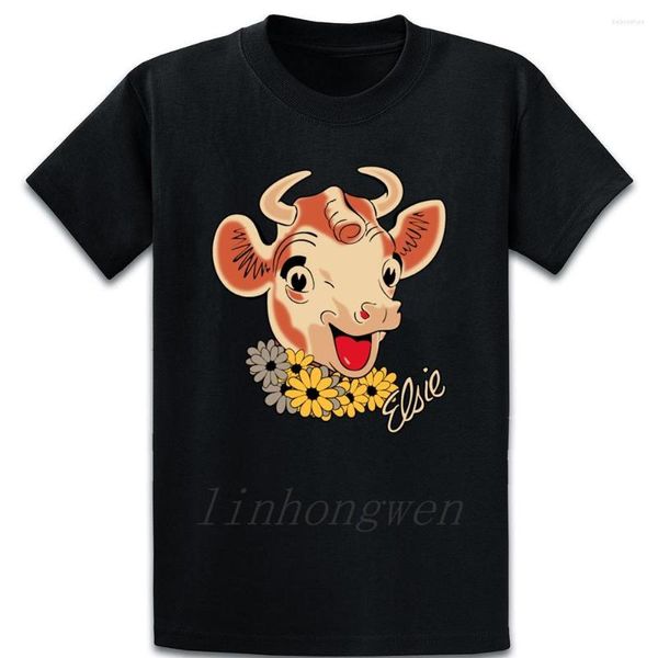 Herren-T-Shirts, Elsie Cow-Shirt, Original-Passform, authentisch, kurzärmelig, Neuheit, Sommer, Übergröße S-5XL, bedruckt