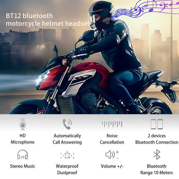 Carro carro bluetooth capacete da motocicleta fone de ouvido fone de ouvido sem fio motor bicicleta handsfree estéreo alto-falante redução ruído com microfone