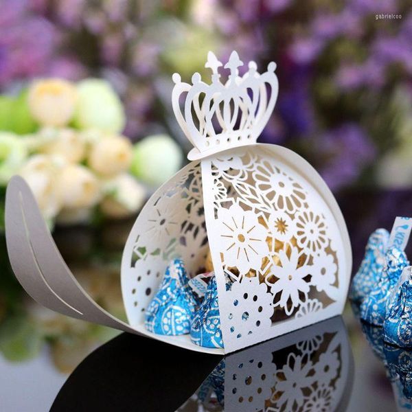 Confezione regalo 25 pz/pacco Love Heart Crown Cut Regali vuoti Scatole di caramelle al cioccolato Goccia
