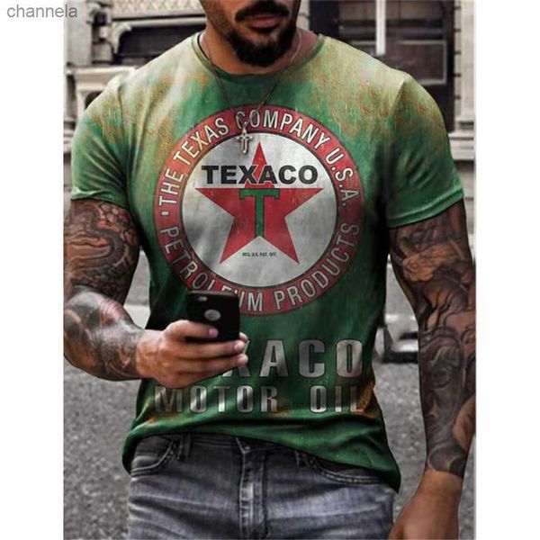 Camisetas masculinas Cloocl Men T-shirts 3D Graphic Texaco Motor Oil Pullovers Moda Tops casuais Sorto para homens roupas Harajuku T-shirt S-7xl