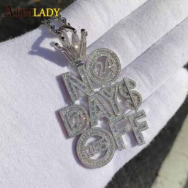 Ожерелья Iced Out Bling CZ Буквы Кулон Ожерелье БЕЗ ВЫХОДНЫХ Проложенный Кубический Циркон Веревочная Цепочка Мужское Ожерелье Мода Хип-Хоп Ювелирные Изделия Подарок