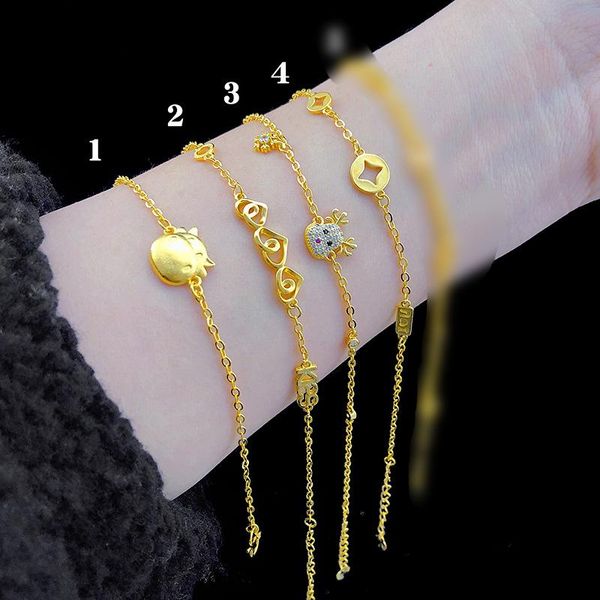 Bangles Fine Jewelry Real 18K Gold Twisted Chain Pulseira Sólida 999 Corda Corrente Presente de Casamento para Mulheres