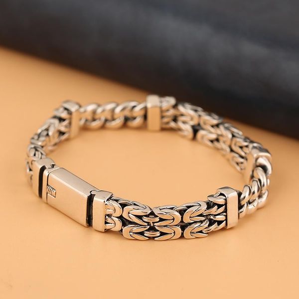 Bragle nuovo tailandese in argento a doppia fila motivazione e pace Personalità uomini e donne Tide Silver Gioielli classico Bracciale d'argento