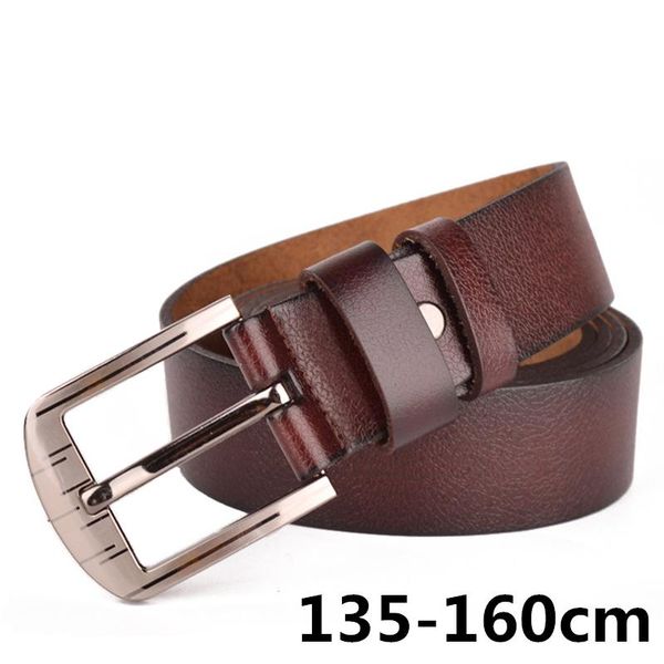 Cinture 135cm -160cm Cintura da uomo in vera pelle di grandi dimensioni da uomo Classic Casual Designer Pin Button Plus Male Fat People StrapBelts