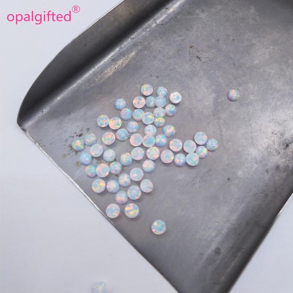 Perline (50 pz/lotto) Spedizione Gratuita bianco 3 MM Cabochon Opale molti Colori Sintetico Rotondo Fondo Piatto Opale Cabochon Pietra per gioielli per il corpo