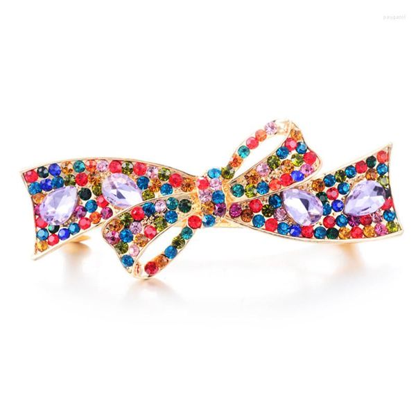 Fermagli per capelli Fermagli per capelli con fiocco in cristallo strass di alta qualità Forcine per capelli di colore oro di marca Gioielli per barrette da donna