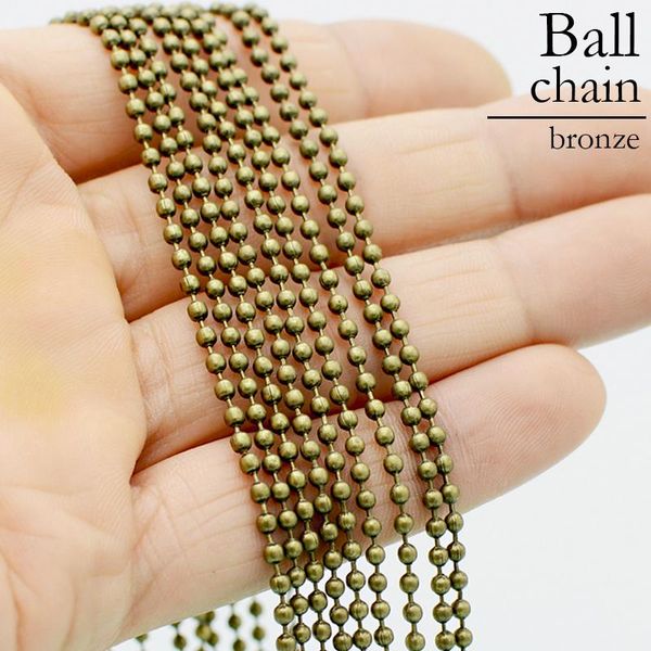 Colares 50 peças colar de corrente de bola de latão antigo 2,4 mm de 1,5 mm de contas de contas de bronze de ouro de 1,5 mm preto para mulheres.