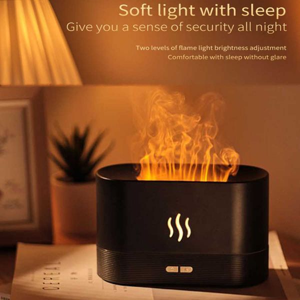 Auto Auto 180 ml USB Luftbefeuchter Auto Luftreiniger Schlaf Zerstäuber Flamme Ultraschall Ätherisches Öl Diffusor Lufterfrischer Duft Aroma hause