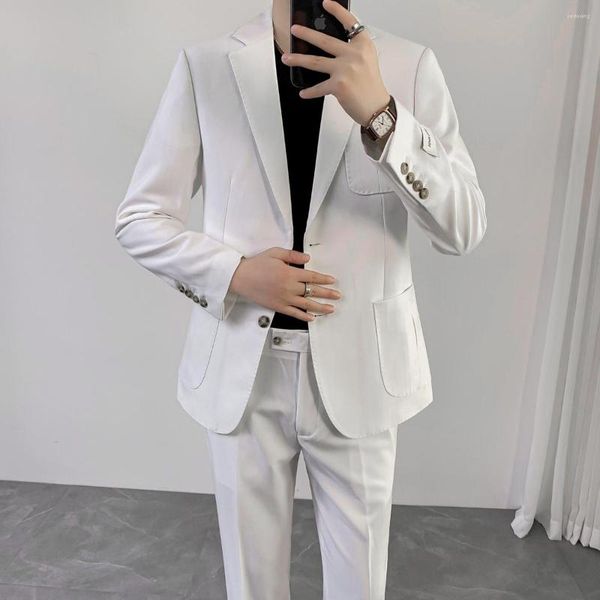 Abiti da uomo Pocket Design Men Dress British 2Piece Wedding Suit Autunno Mens Business Formal Luxury Slim Fit