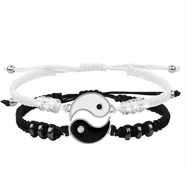 Perlen 2 Teile/satz Tolle Freundschaftsstränge Armbänder 2 Passende Yin Yang Verstellbares Kordelarmband Für Bff Freundschaftsbeziehung Boyfrien Dhgeo