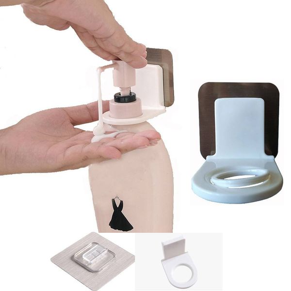 Accessori per il bagno Porta bottiglie di sapone liquido Appendiabiti per shampoo Gancio adesivo per mensola a parete