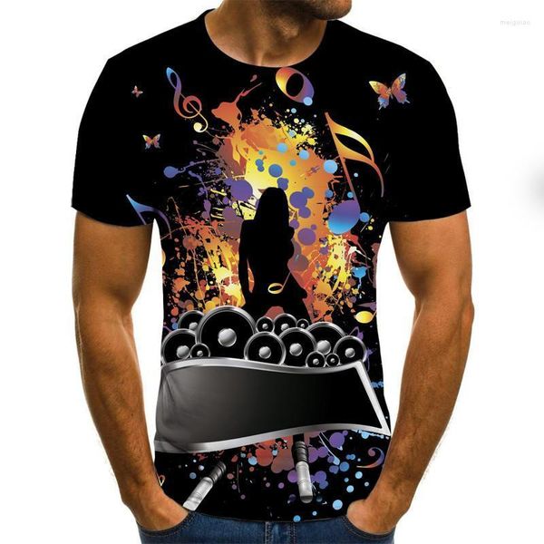 Herren T-Shirts Musik Kunst Musikinstrument 3D Volldruck Mode Shirt Unisex Hip Hop Stil T-Shirt Streetwear Casual Sommer