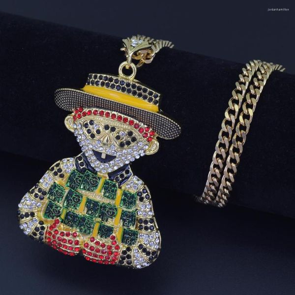 Colares pendentes 1 charme de moda Iced fora Hip Hop Palhaço de esmalte com jóias de colar de boné para homens Mulheres 30 polegadas Cadeia cubana