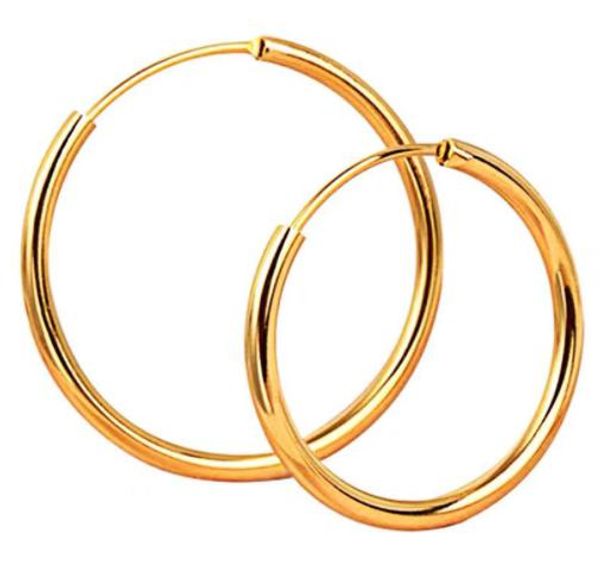 Huggie-Ohrringe aus 18-karätigem Gold für Damen, Creolen, große Kreis-Ohrringe, Gelbgold-Ohrringe, 28 mm Durchmesser, au750-Gold gefüllter Schmuck