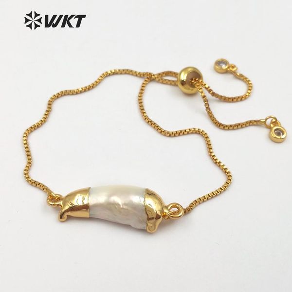 Pulseiras wtb412 atacado especial personalizado design elegante pulseiras de pérolas de água doce com acabamento em ouro 24k pulseiras ajustáveis