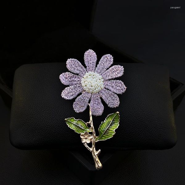 Broschen 1752 ZY Exquisite Kupferdraht Stickerei Blumenbrosche Luxus Damen Retro Elegante Emaille Pin Corsage Zubehör Schmuck