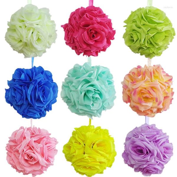 Fiori decorativi 8 pollici (20 cm) Fiore di seta artificiale Rose Kissing Balls Festa di nozze Natale Decorazione fai da te Forniture per la casa Palla