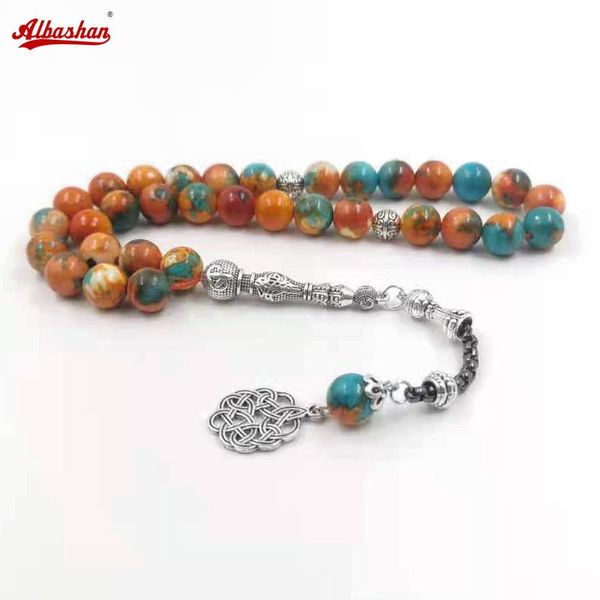 Pulseira tasbih arco-íris ágata pedra contas de oração muçulmana 33 45 66 99 contas pulseira jóias islâmicas acessórios árabes na mão