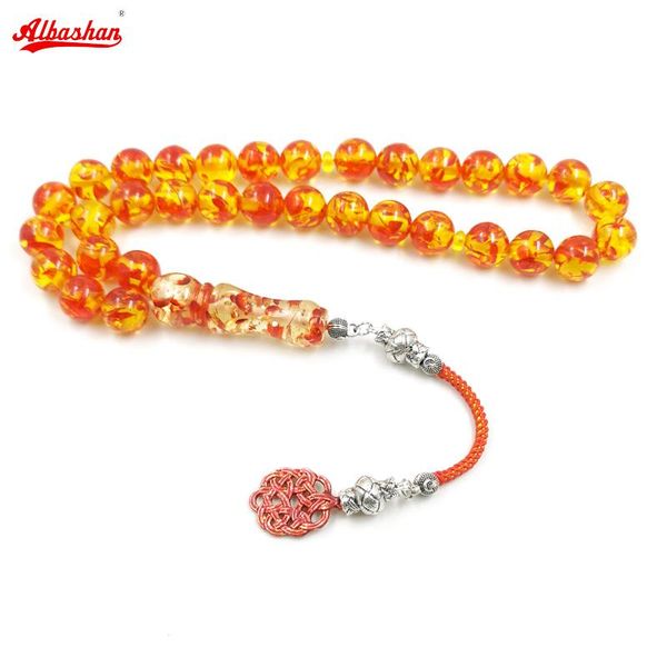 Pulseiras Tasbih Resina A cor dos âmbares Muçulmanos contas de oração Presente rosário islâmico Acessórios turcos vermelhos misbaha pulseira de moda árabe