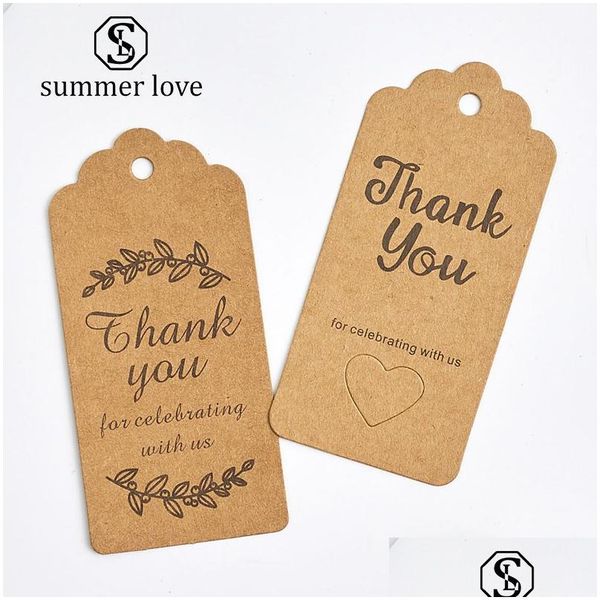 Tags Cartão de preço 100 PCs /lote Obrigado Kraft Paper Cartion