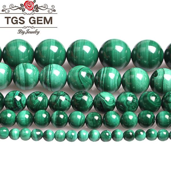 Cristal 100% natural semi precioso contas verde malaquita pedra gem redonda losse contas diy para fazer jóias 4 6 8 10 12mm atacado